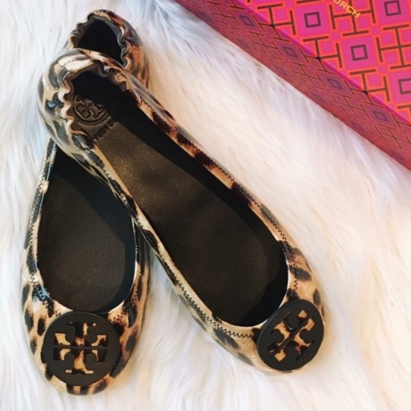 Last Pair!❤️Tory Burch Minnie Leopard Flats 6 - Picture 2 of 8